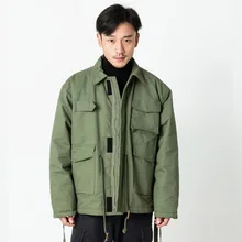 Мужское зимнее свободное короткое пальто карго с несколькими карманами, Мужская японская винтажная уличная парка, хлопковая стеганая куртка, пальто