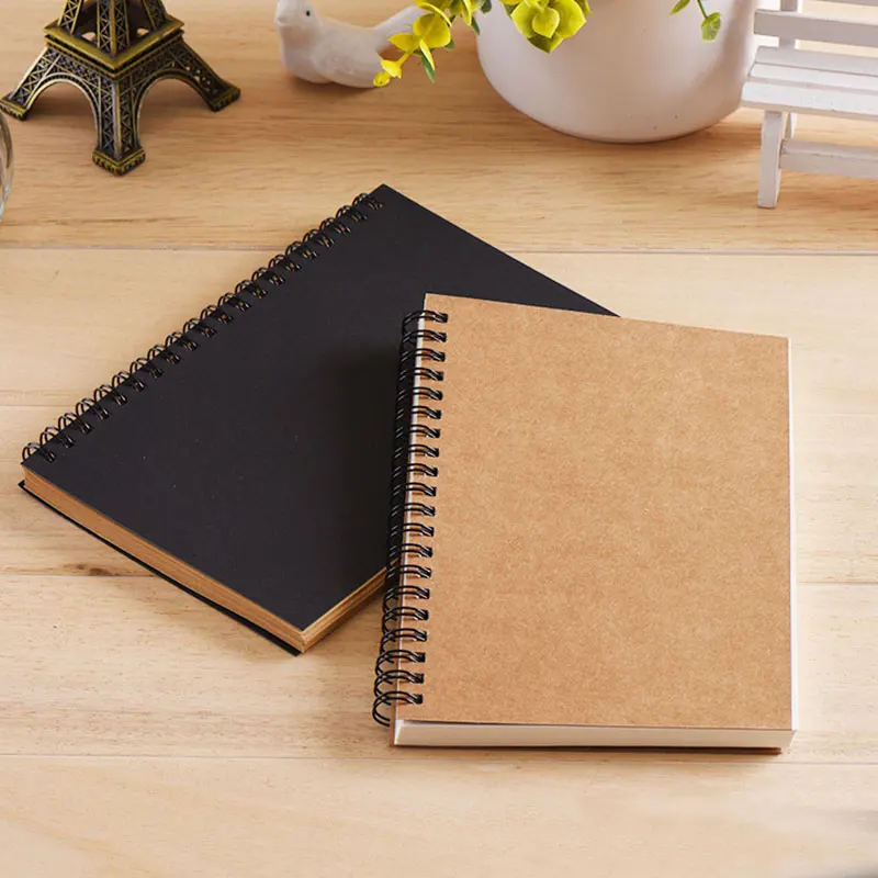 

Notebook Spiral Sketchbook Graffiti Notebook for school supplies Size A5&A6 100 pages Kraft paper cover Notebook blank page