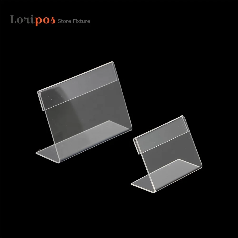 Acrylic T1.3mm Clear Frame Plastic Table Sign Price Tag Label Display Paper Promotion Card Holders Small l Shape Stands