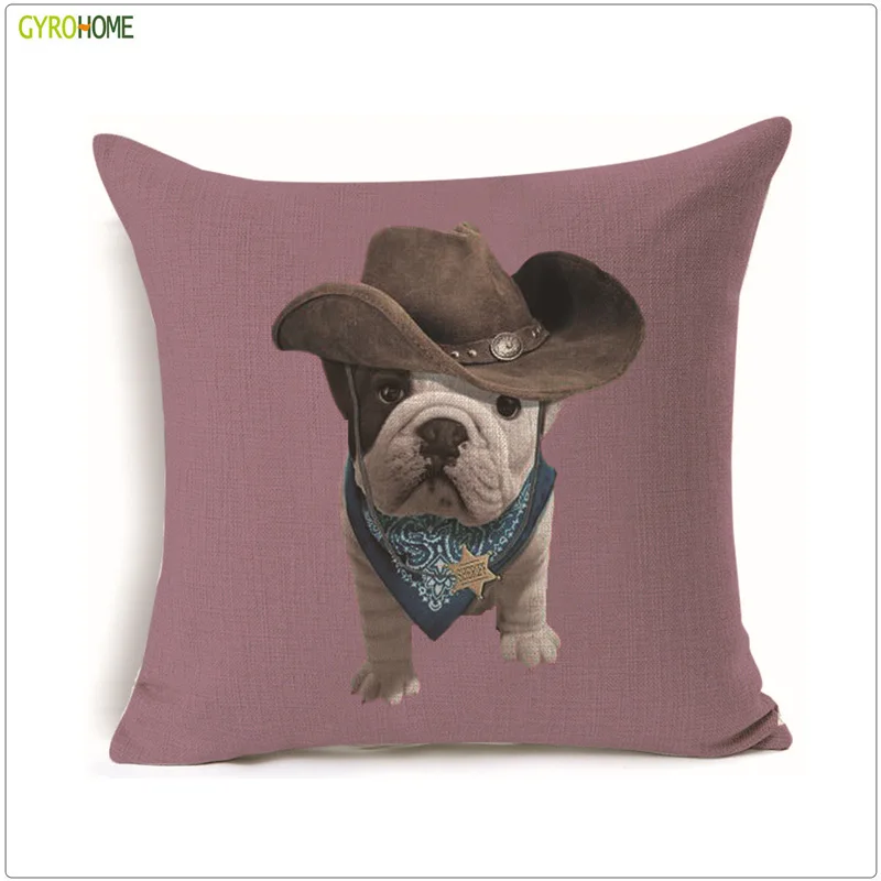 C Animal Dog Office Cushion Artistic Personality Sofa Linen Pillow Customized - Цвет: C