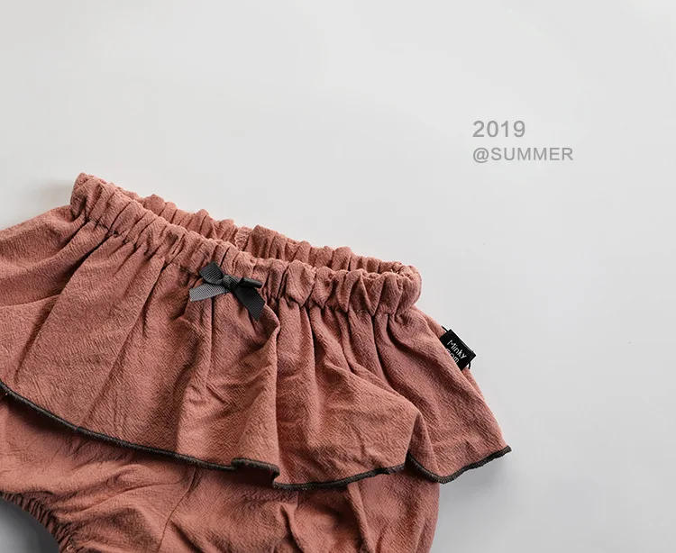 Детская одежда из Южной Кореи; сезон лето; хлопковые детские брюки с оборками и бантом; брюки-кюлоты