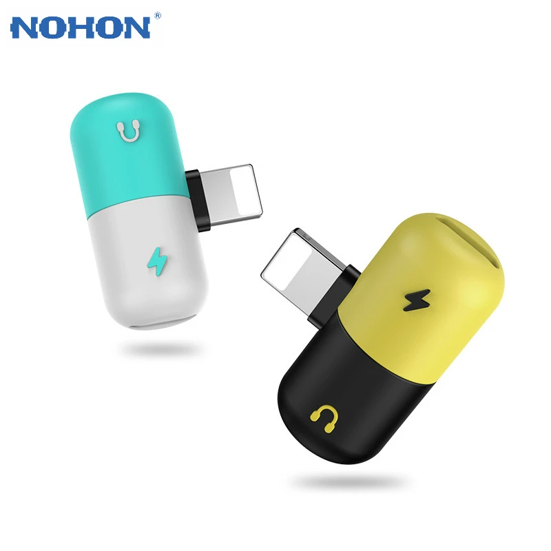 NOHON для Apple, аудио, зарядка, прослушивание звонков, разъем для iPhone X 8, 7 Plus, XS, XR, освещение, адаптер для наушников, разветвитель AUX