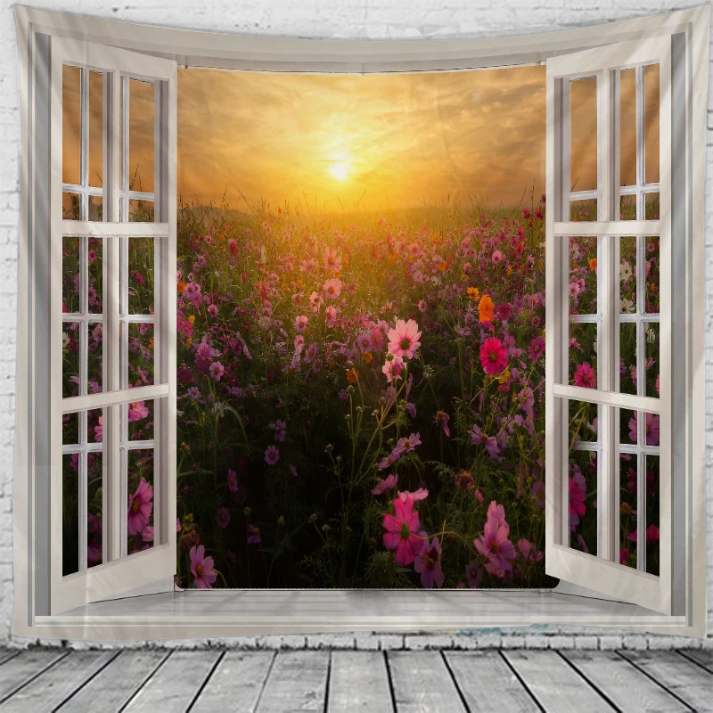 Tapestry Decor 3D window scenery for Bedroom Dormitory Wall hippie wall bohemian style tapestry decor
