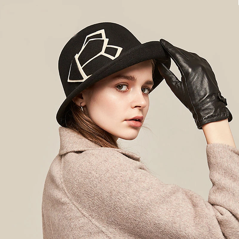 Женский подарок леди зимняя фетровая шапочка Формальные фетровые шерстяные Клош