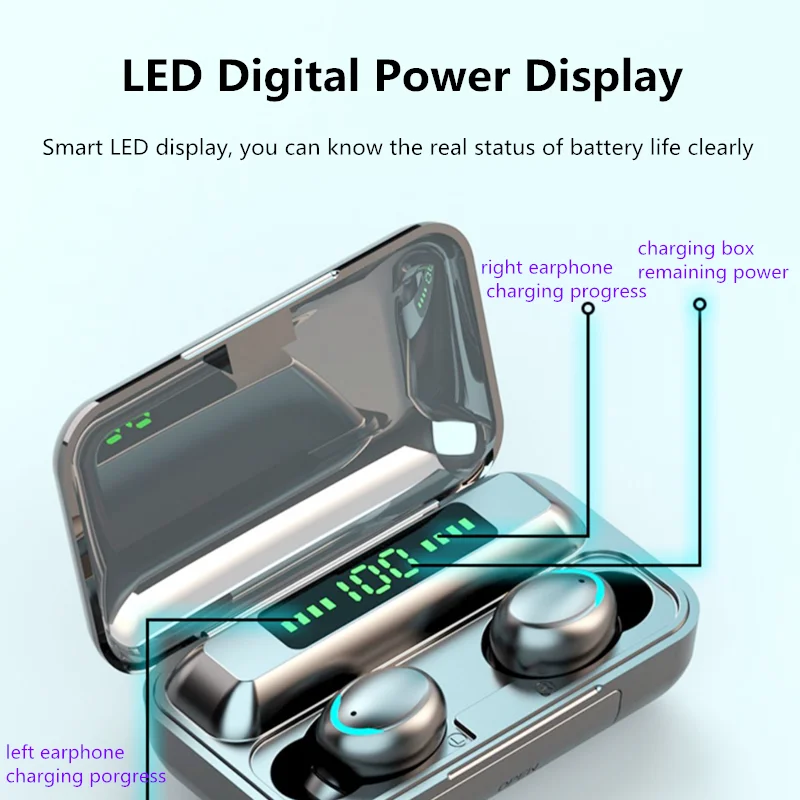 EWA Bluetooth Earphones F9 TWS Earphones Touch Control Auto Boot Headphone with Mic Noice Cancelling Sport Earbuds