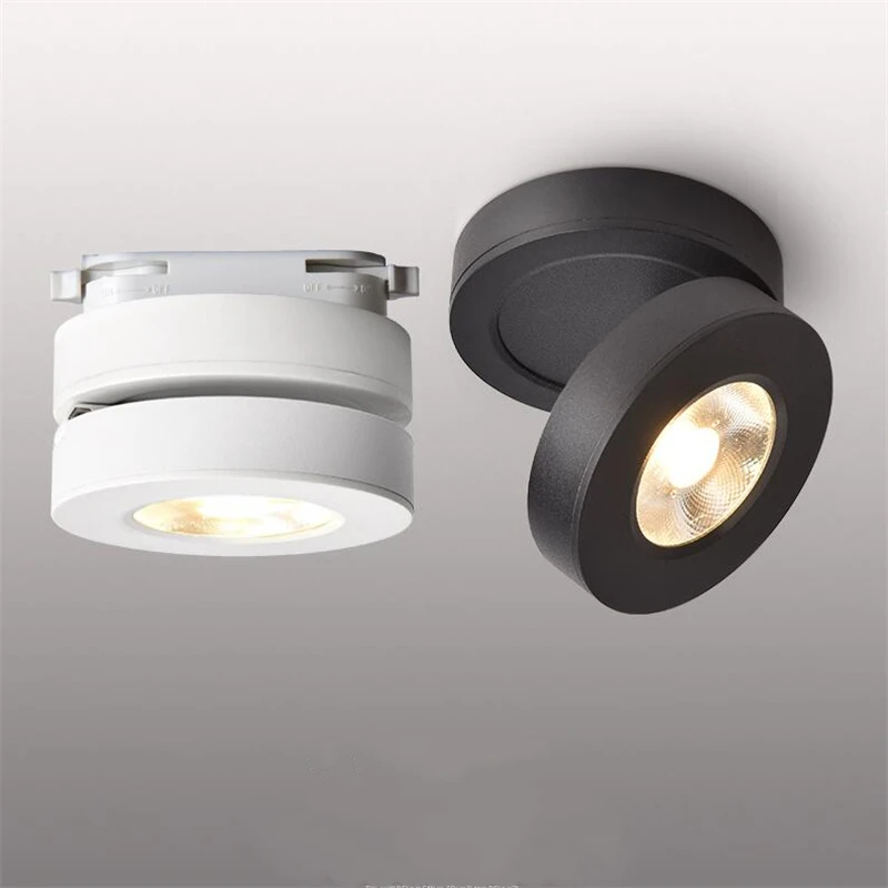 COB LED 트랙 라이트 LED 천장 스포트라이트, 블랙 화이트 바디, 실내..