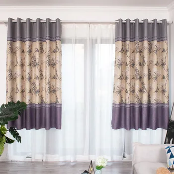 

New Bamboo Print Short Curtain Home Textile Polyester Print Curtains For Window Living Room Bedroom Home Decorations Drapes