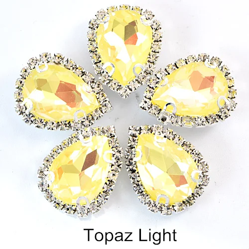 Topaz Light 13x18 мм, 20 шт., каплевидные стразы, много цветов, пришивные стразы с когтями, лучшие стеклянные хрустальные стразы с когтями для свадебного платья, B3445 - Цвет: Topaz Light
