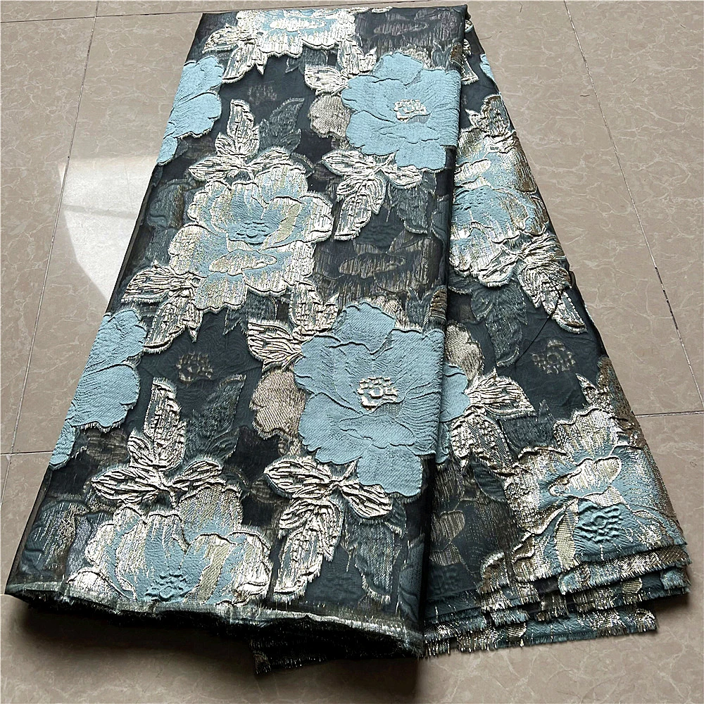 

2022Latest High Quality African Nigerian Tulle Lace Fabric Jacquard Organza Embroidery Guipure Party Prom Dress 5 Yard