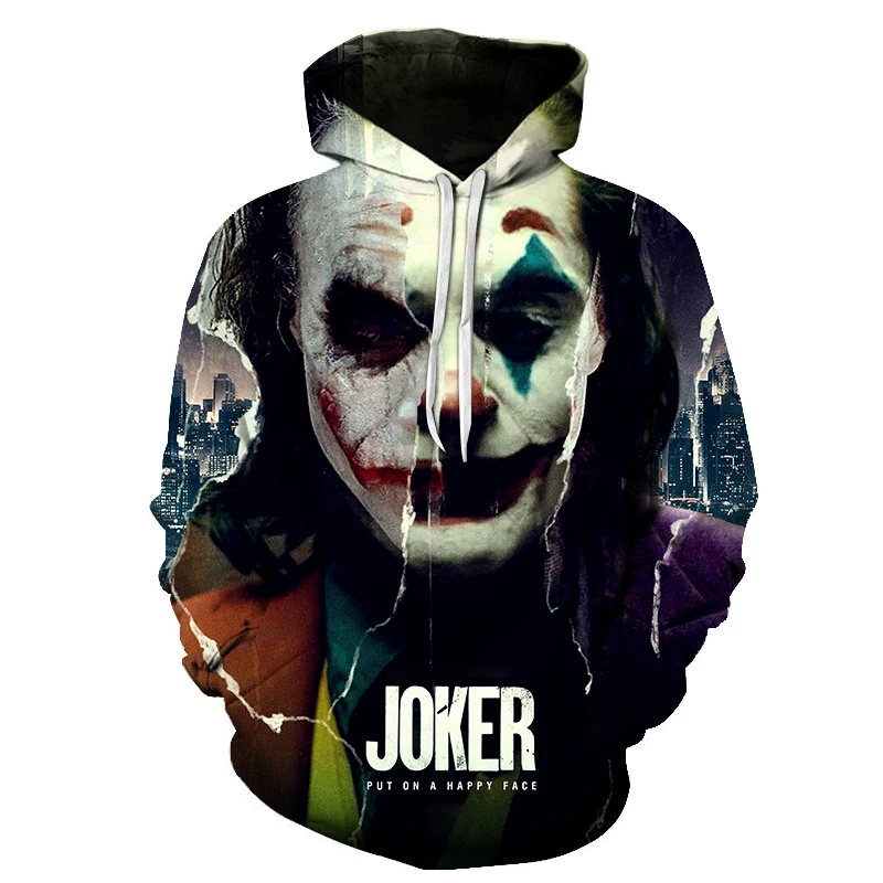 2019 DC фильм Joaquin Джокер новые толстовки мужские 3D печать толстовка мужская