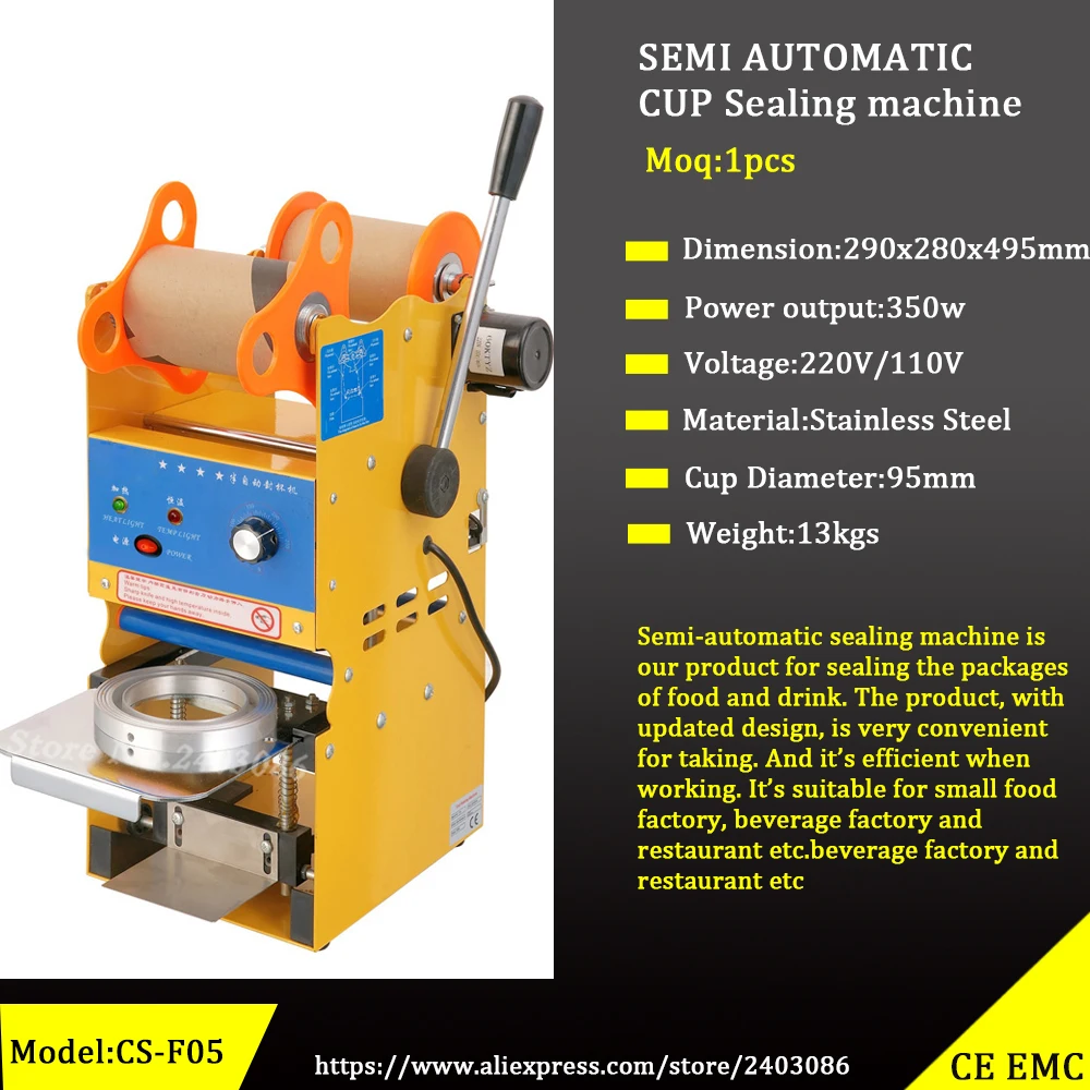 

Semi-Automaitc Cup Sealing Machine Electric Cup Sealer 300-500 Cups/Hour Milk Tea Coffee Smoothies Cup Sealer 110V/220V