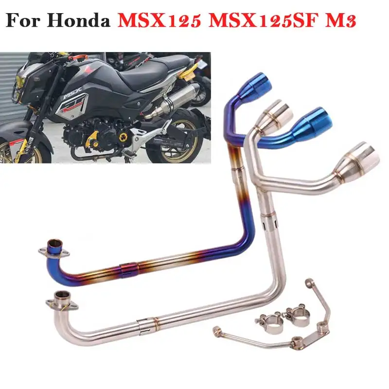 

Передняя средняя звеньевая труба для Honda MSX125 MSX 125 M3 MSX125SF, система выхлопных газов мотоцикла, модификация, двойное отверстие, глушитель для соединения