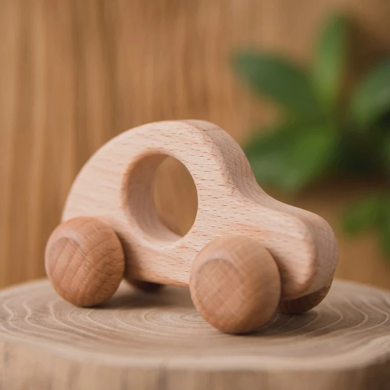 1pc Baby Wooden Car Toys Beech Stacking Blocks Cartoon Educational Montessori Toys For Children Teething Baby