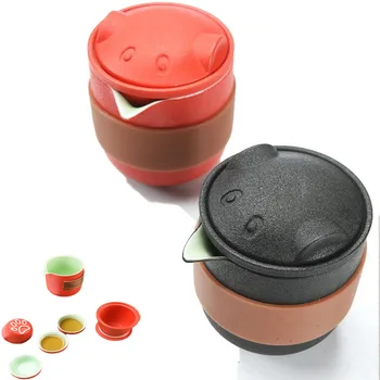 

Black pottery quick cup exquisite ceramic teapot kettles tea cup porcelain chinese kung fu tea set drinkware Portable Gift Set