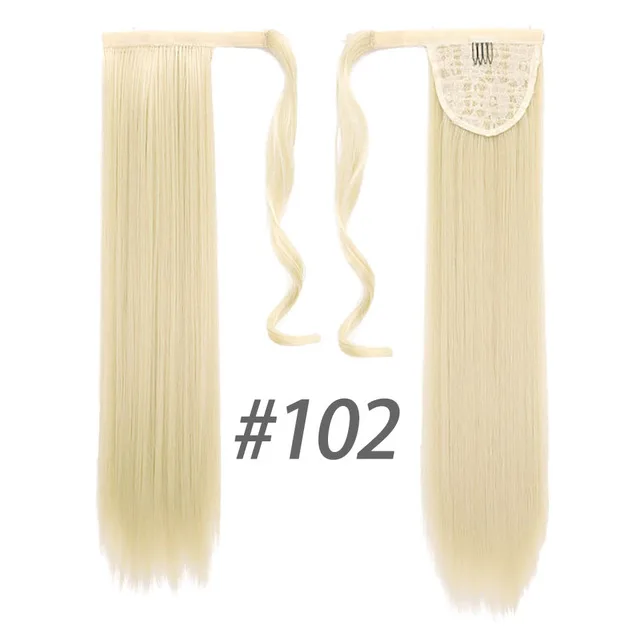 Модные длинные прямые волосы на заколках с хвостом, накладные волосы с заколками, синтетические волосы для наращивания для женщин - Цвет: 102