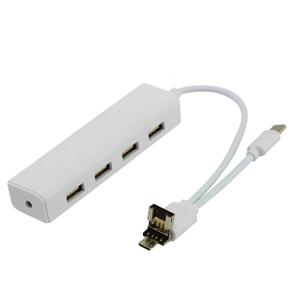 Белый CHYI type C к Usb-c OTG концентратор 4 порта мульти в одном комбо Usb 2,0 Hab многофункциональные микро ПК Аксессуары для Android смартфона - Цвет: Белый