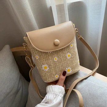 

Wholesale 2020 New Style chao wang Red Bucket Straw Bags INS Korean-style Super Fire WOMEN'S Bag Weaving Versatile Shoulder Bag
