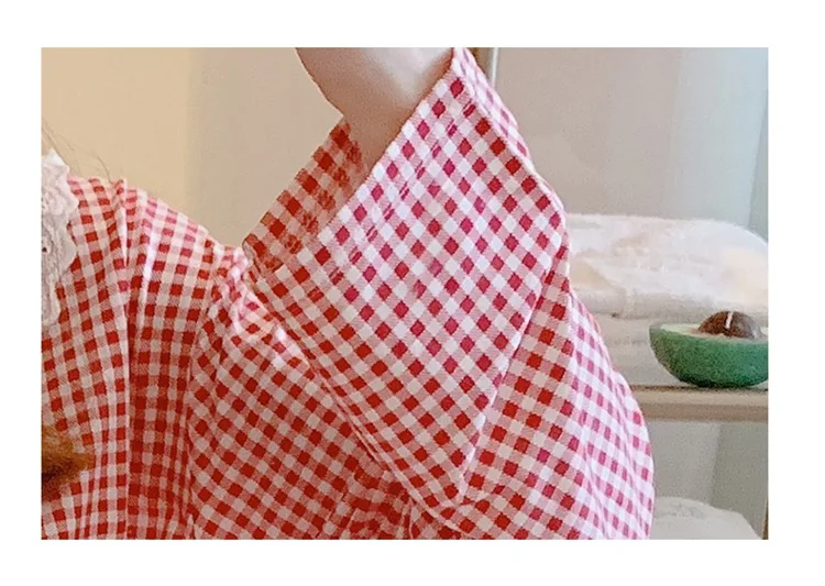 Spring Autumn Casual Plaid Cotton Nightgowns for Women Long Sleeve Loose Night Dress Home Dress Sleepwear Nightdress Nighty