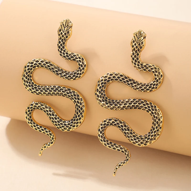 docona Bohemia Snake Animal Drop Dangle Earrings for Women Luxury Geometry Crystal Metal 2021 Female Party Gold Jewelry серьги