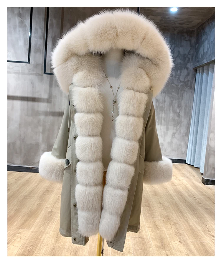 women Parka Winter Coats fox Fur Jacket Hooded Coat rabbit lining 2019new