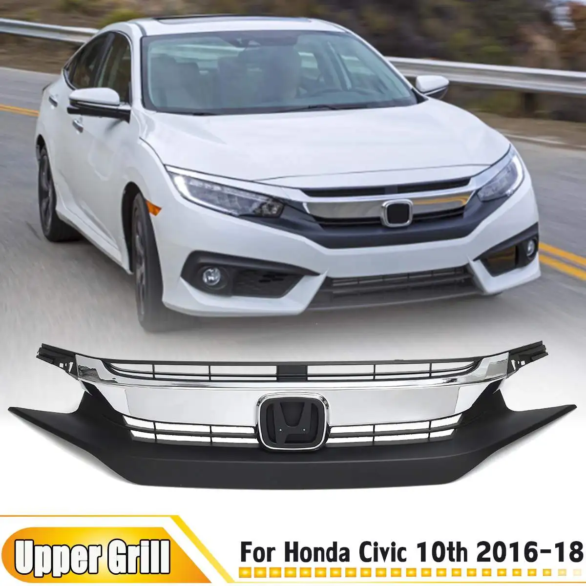 Верхняя Передняя решетка для Honda Civic 10th седан-18 части матовый черный хром передний верхний хром заготовка гоночный автомобиль решетка гриль