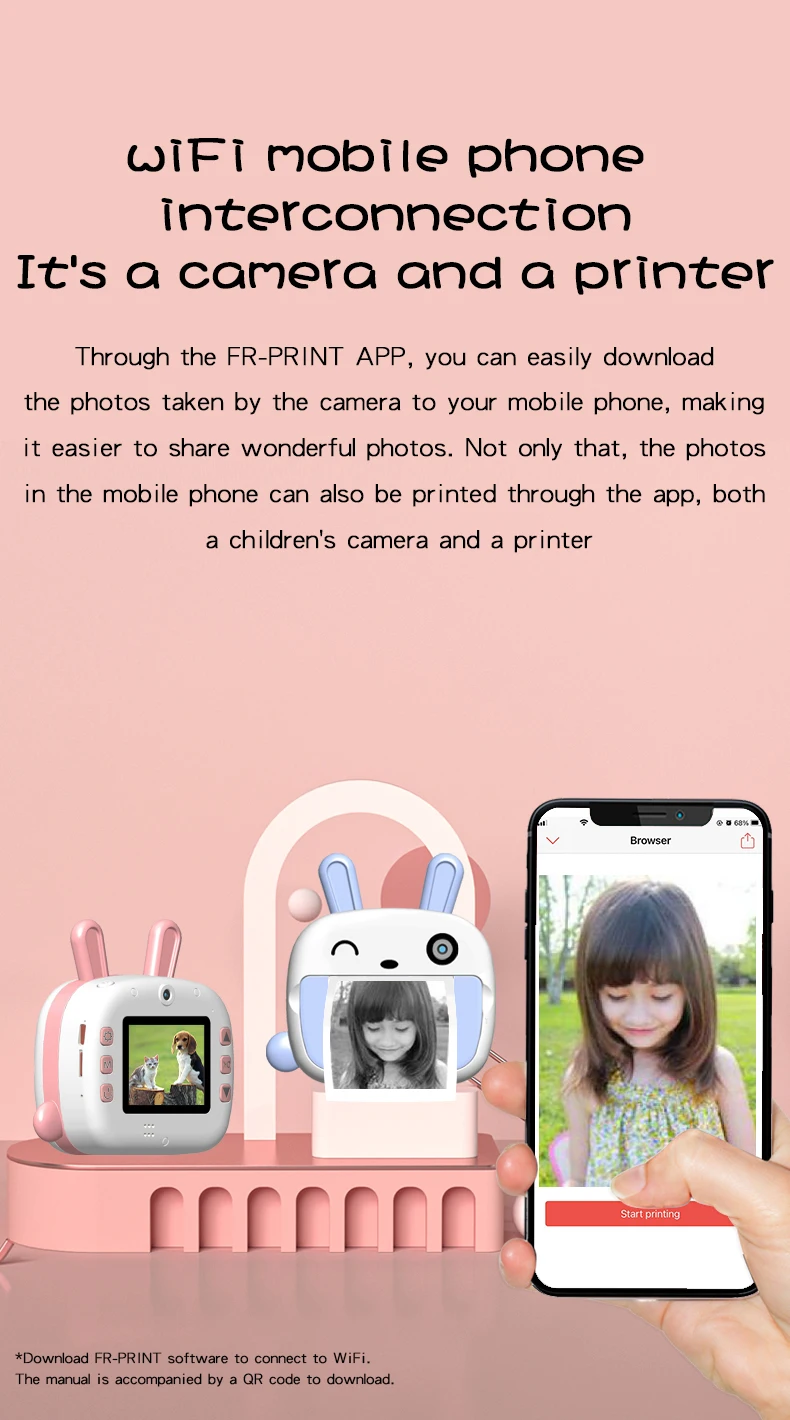 HD Instant Print Camera for Kids Children Camera Film Camera with Thermal Photo Paper Wifi Toys Camera Christmas Birthday Gifts vintage digital camera