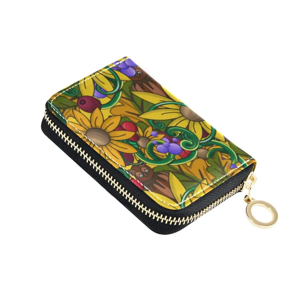 

Fashion Leather Function 9 Bits Card Case Business Card Holder Women Credit Passport Card Bag Sunflowers ID Passport Card Wallet