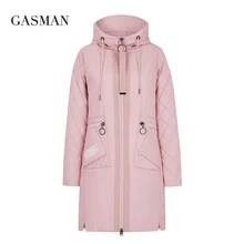Gasman 2020 フード長袖パーカー女性のダウンジャケットファスナー暖かいコート女性の秋のファッションロングジャケットコート(China)