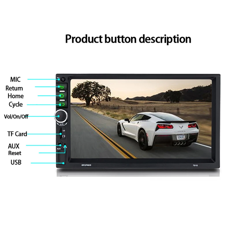 Автомобильное мультимедийное радио универсальное 2 Din с Gps Bluetooth USB TF FM 45 + 32 ГБ Android 9