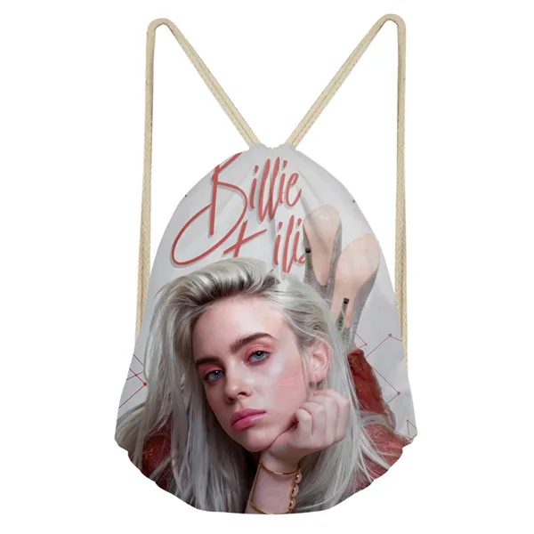 As Picture ThiKin Горячая Billie Eilish печать Модный шнурок сумка для девочек Дорожная емкость рюкзак Aily Softback леди пляж Mochila - Цвет: As Picture