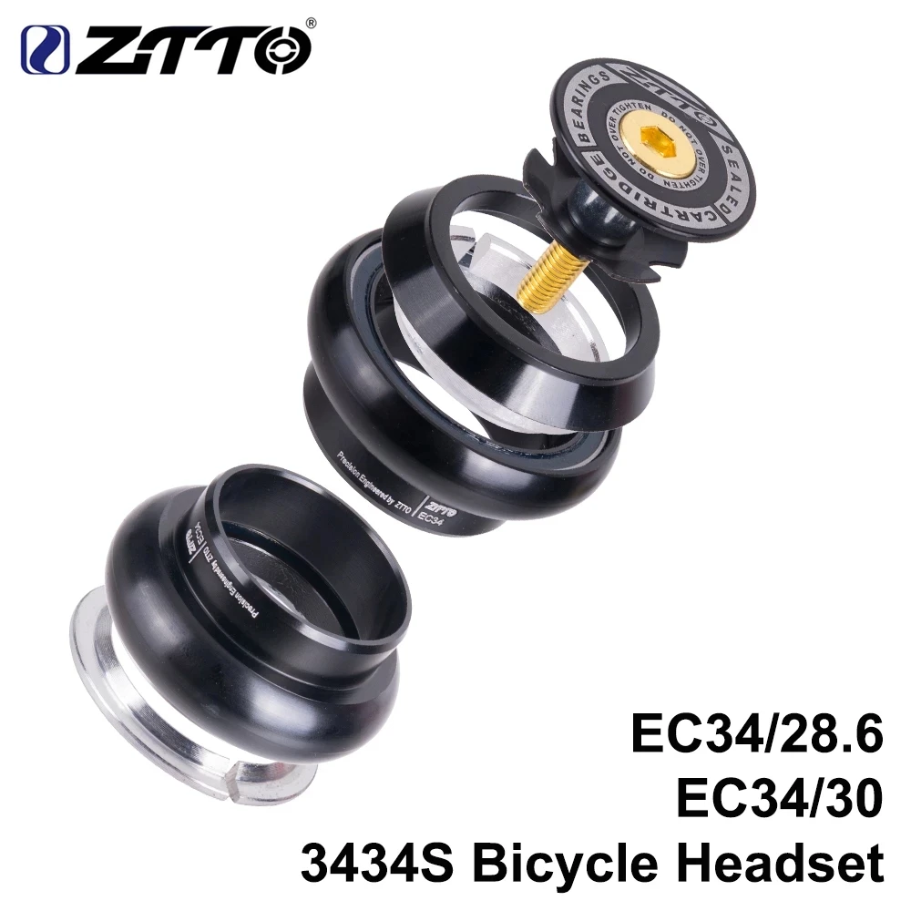 ZTTO 3434S MTB Road Bike Threadless Headset 34mm EC34 CNC 1-1/8 28.6 Straight Tube Fork 34 Conventional bicycle headset