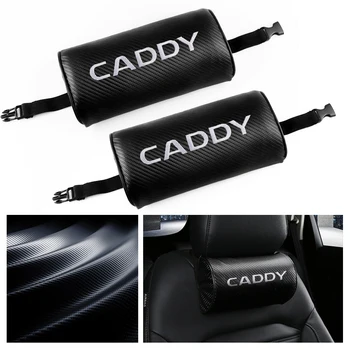 

2Pcs Car Styling Carbon Fiber Seat Leather Protection Neck Pillow For Volkswagen VW CADDY Scirocco CC GOLF Emblems Accessories