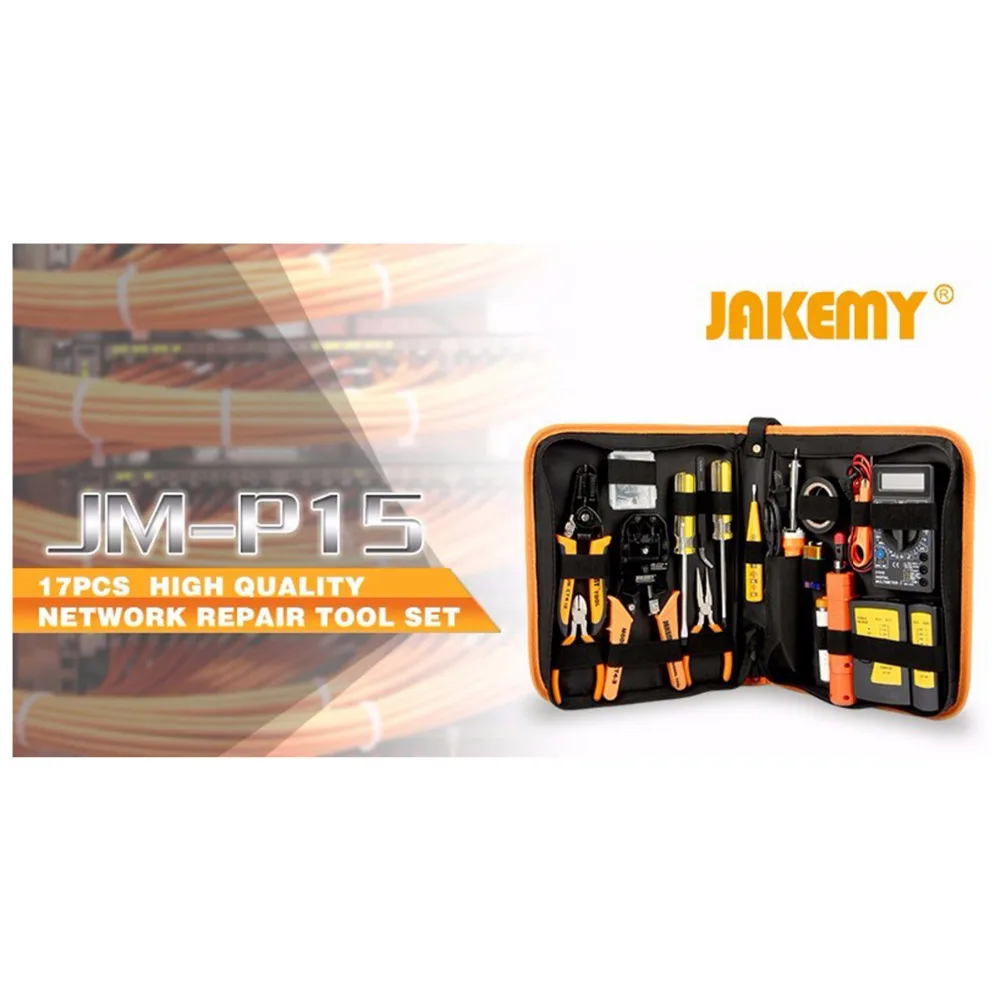 

JM-P15 17Pcs Electronic Maintenance Tools Set Soldering Iron Metal Spudger Pliers Tweezers Digital Multimeter Repair Tools Kit