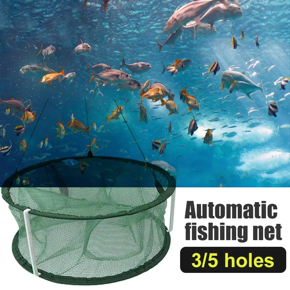 3/5 Upgrade Holes Fishing Net Convenient Hand Throw Net Automatic Fish