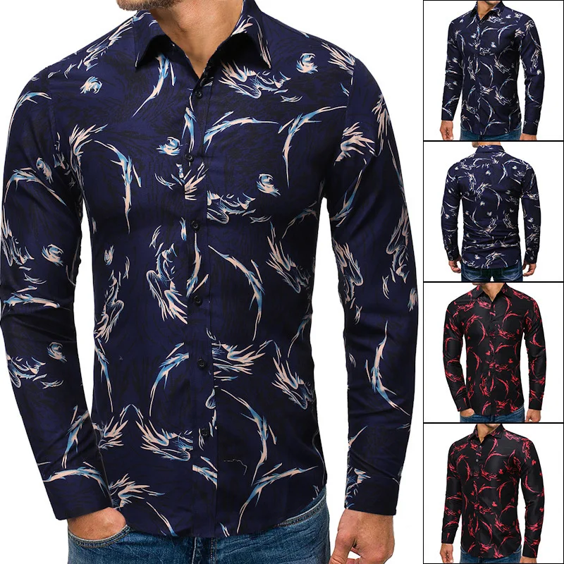 

Will Size Autumn Two-tone Flower Colour Long Sleeve Loose Flower Shirt Leisure Time All-match Wind Cs76