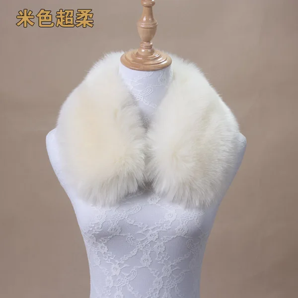 Qearlstar Women Scarf New Faux Fur Collar 55cm Women Children Jackets Coat Hood Fur Decor Shawl Soft Warm Luxury Scarves ZKG15