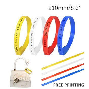 

100 Custom Print Label Ring Tag Disposable Plastic Security Seal Brand Name Label Tag for Garment Shoes Bag Logistics 210mm/8.3"