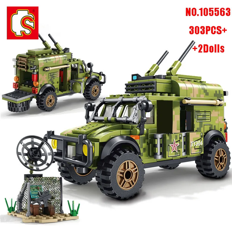 Военные военные грузовики SEMBO солдатики воинов Детские сборные кирпичи игрушки