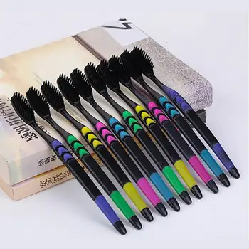 

4/10PCS Double Ultra Soft Bamboo Charcoal Nano Toothbrush Black Tooth Brush Dental Personal Care Teeth Brush Black Toothbrush