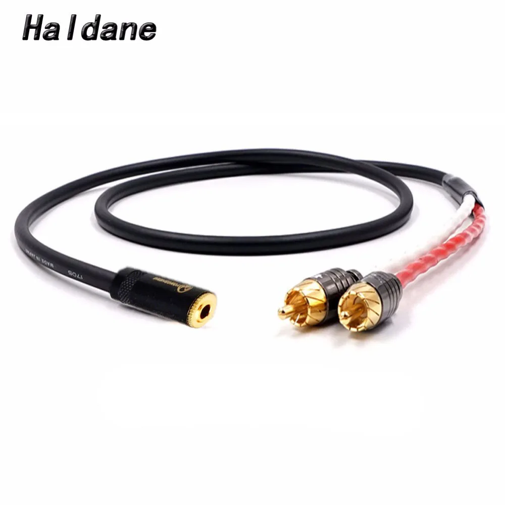Аудио адаптер halданные HIFI 3 5 мм стерео гнездо до 2 RCA штекер 7N OCC однокристальный