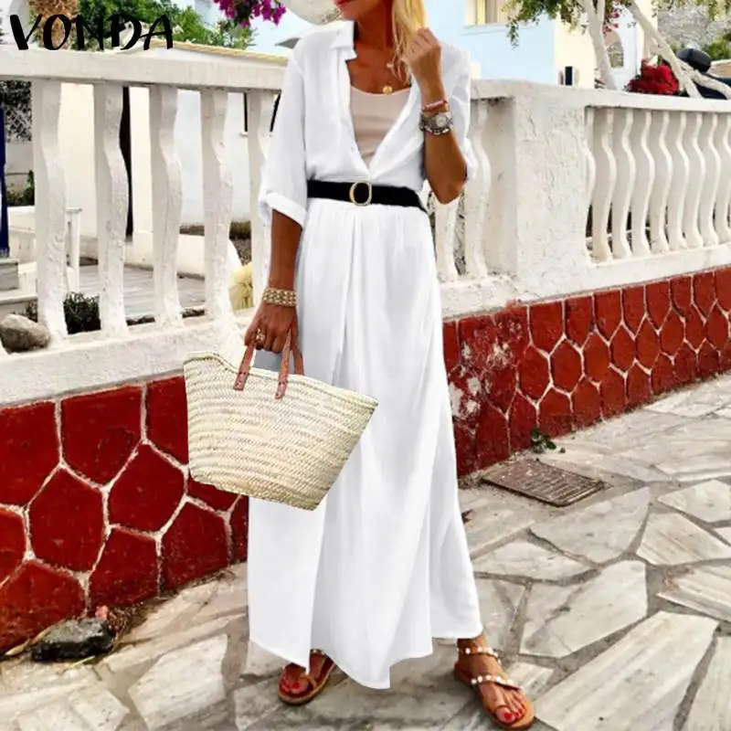 VONDA, новое летнее женское платье, богемное, для праздников, вечеринок, Vestidos, винтажное, повседневное, офисное, женское платье, женский сарафан размера плюс S-5XL