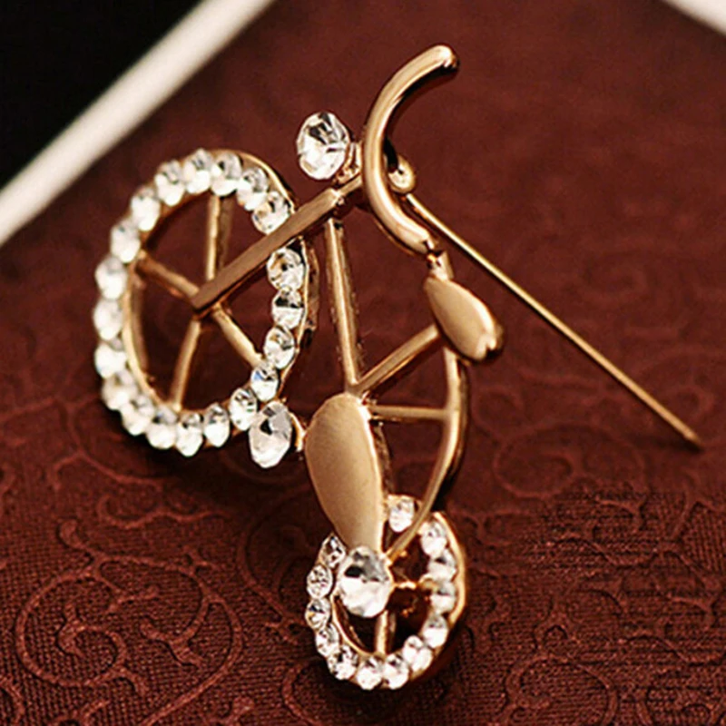 New Rhinestone Alloy Enamel Bicycle Brooches For Women And Men  Rattan Bike Party Banquet Brooch New Year