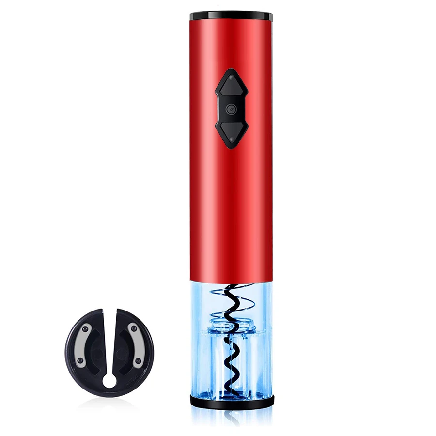 Электрическая открывалка для вина-автоматическая открывалка для бутылок на батарейках-включает в себя устройство для удаления фольги-аксессуары для вина - Цвет: Красный
