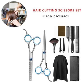 

Hair Cutting Scissors 11pcs/10pcs/9pcs Professional Hairdressing Scissors Kit Hair Scissors Tail Comb Hair Cape Cutter Comb