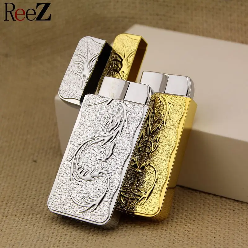 

Dragon phoenix carving gas lighter Inflatable Fashion cigarette Metal lighters Windproof smoking Grinding Wheel Lighter Outdoor