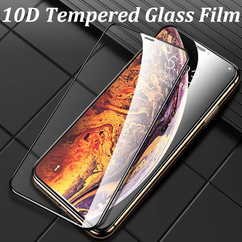 

10D Protective 9H Tempered Glass Film For iPhone 7 8 11 Pro Max X XR Xs Max 6 7 8 Plus 6S 6 Tempered Screen Protector Glass Film