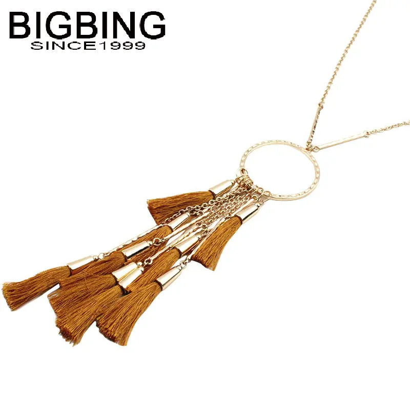 V271 BigBing Модная бижутерия Модная Золотая цепочка круглая подвеска с кисточкой Женская мода цепи ожерелье высокое качество
