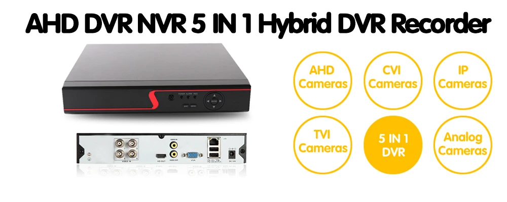 H.265 4CH 8CH 16CH 5MP 5-в-1 AHD цифрового видео Регистраторы 5.0MP Super HD видеорегистратор ONVIF совместимый H265 облако P2P приложения XMeye