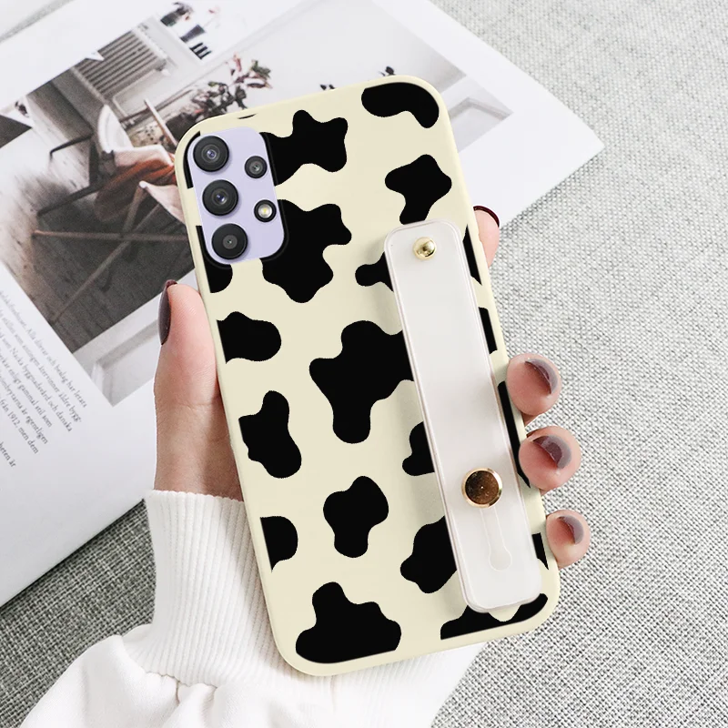 kawaii samsung cases Wrist Strap Case For Samsung Galaxy A32 4G 5G Fundas Flowers Soft Silicone Phone Cover For Samsung GalaxyA32 A 32 Bumper Coque kawaii phone case samsung