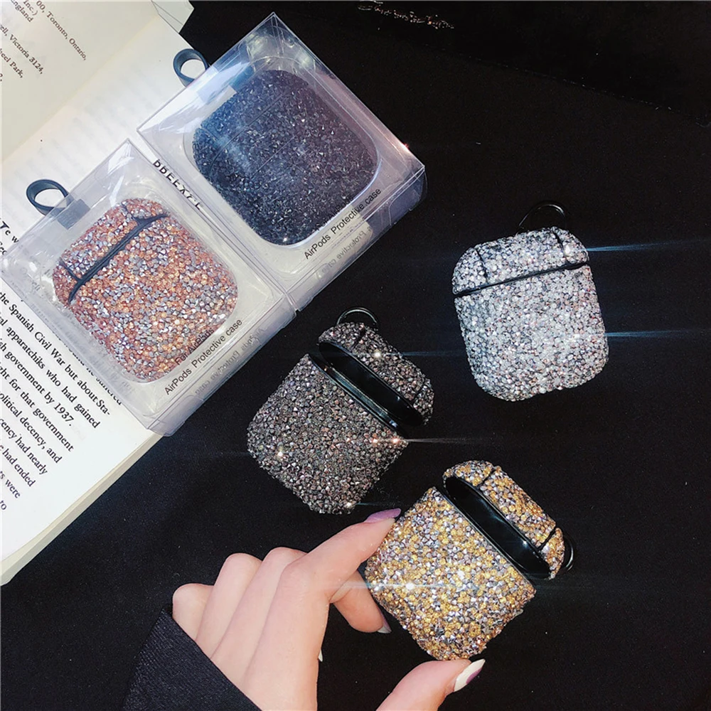 

New Colorful Rhinestone Earphone Case For Apple Airpods Accessories Bluetooth Silicone hard Protective Case Cover For airpods